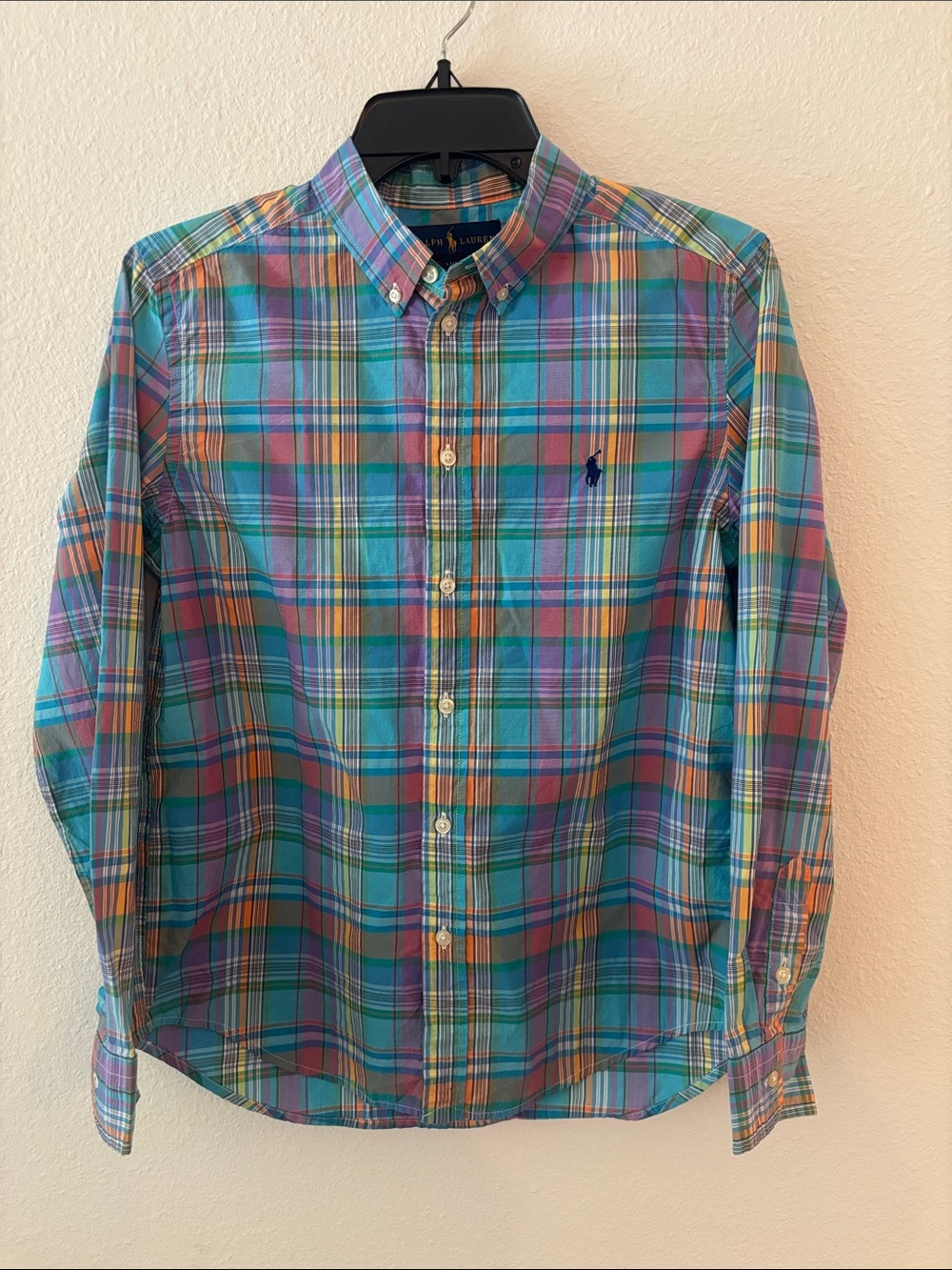 Polo by Ralph Lauren Teal Purple Orange Plaid Button-Down Shirt